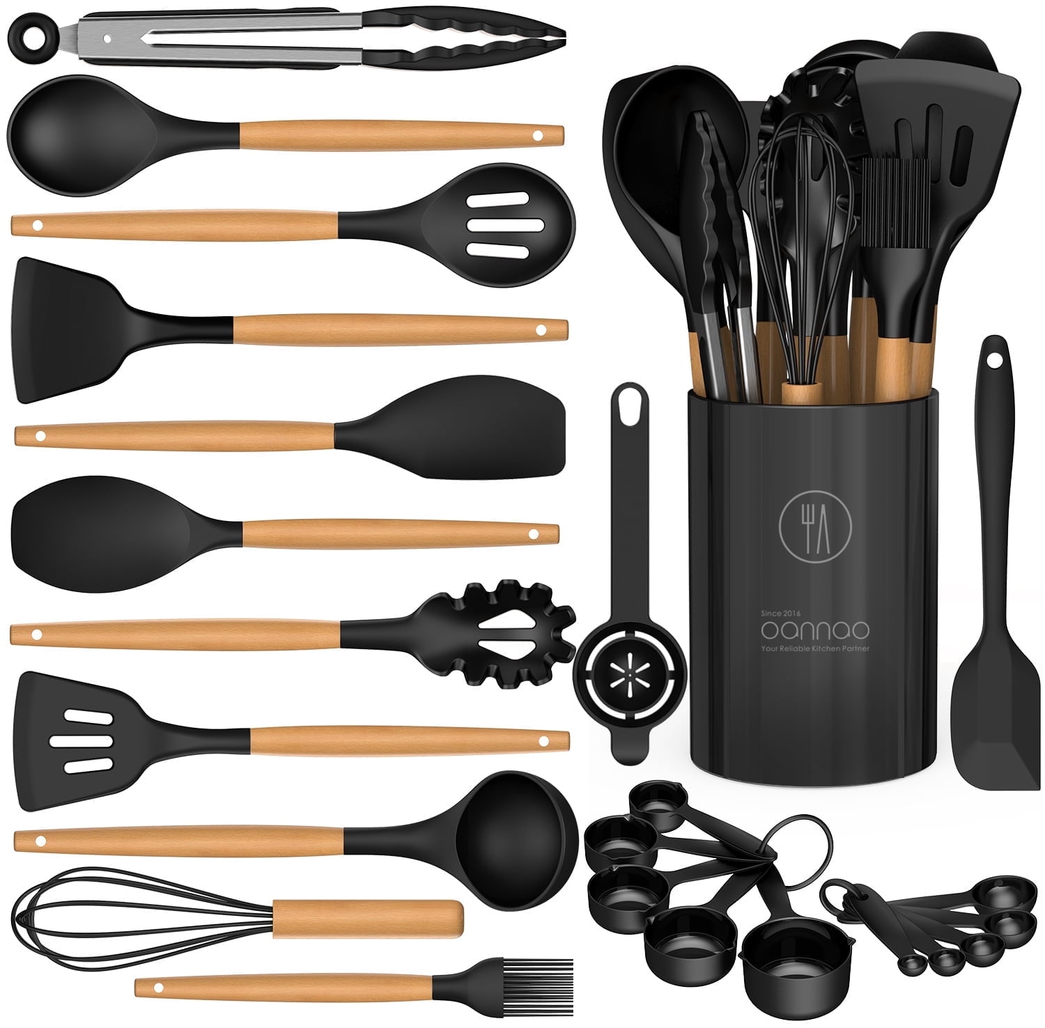 Silicone-Cooking-Utensils-Set-Silicone-Kitchen-Utensils-Cooking-Wooden-Handles-446-F-Heat-Resistant-Kitchen-Utensil-Spatula-Sets-w-Holder-Gadgets-Non_e4fe9b26-228c-4643-86e9-0ac29235d_2c9df3ee-6a20-40ea-afce-31efbc55a626 Silicone Cooking Utensils Set - Silicone Kitchen Utensils for Cooking Wooden Handles, 446°F Heat Resistant Kitchen Ut...